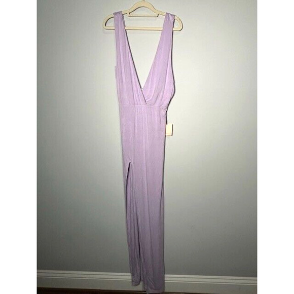 Superdown Erika Womens Dress Plunging Neckline High Slit Lavender Size L NWT - Picture 3 of 12